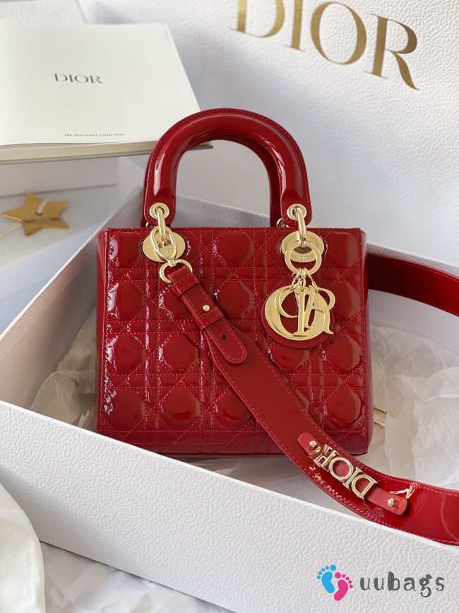 Dior My ABCDior Lady patent leather bag in red 20x17x8cm - 1