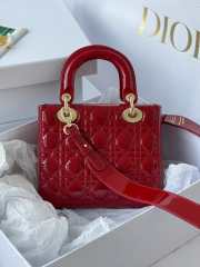 Dior My ABCDior Lady patent leather bag in red 20x17x8cm - 2