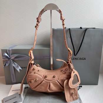 Balenciaga Le Cagole Croc-embossed Leather Bag In Nude 26x16x10cm