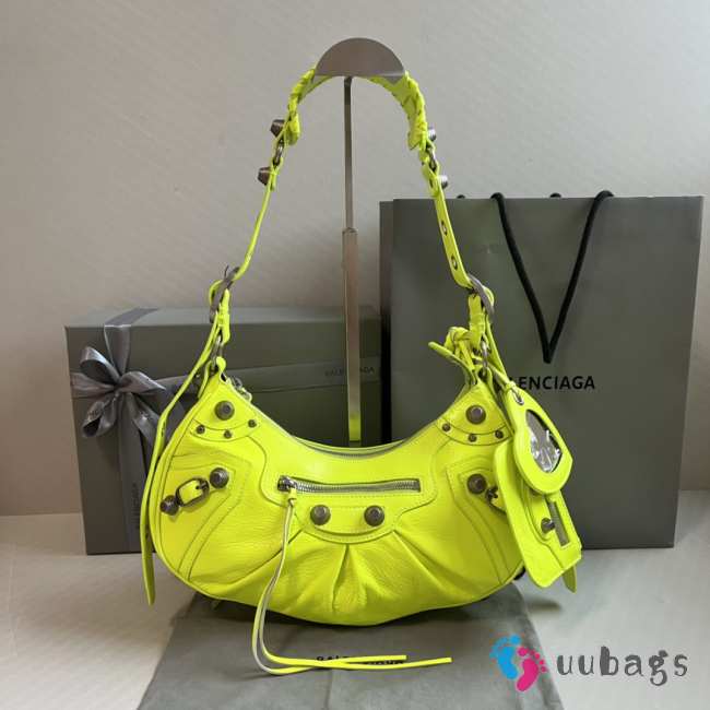 Balenciaga Le Cagole Lime Green Leather Shoulder Bag 33x16x8cm - 1