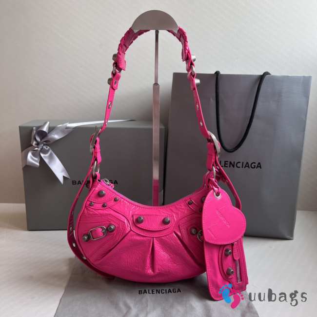 Balenciaga Le Cagole Hot Pink Leather Shoulder Bag 26x16x6cm - 1