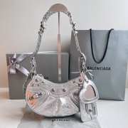 Balenciaga Le Cagole Leather Bag In Silver 26x16x10cm - 1