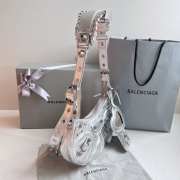 Balenciaga Le Cagole Leather Bag In Silver 26x16x10cm - 5