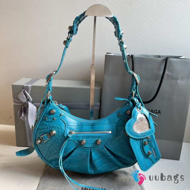 Balenciaga Le Cagole In Blue Leather Shoulder Bag 33x16x8cm - 1