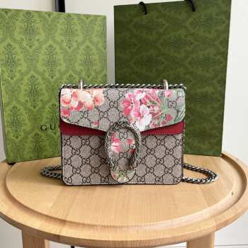 Gucci Dionysus Beige/Pink GG Blooms Coated Canvas Mini Bag 19x15x5cm