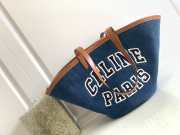 Celine Cabas Couffin In Denim With Celine Paris And Calfskin Navy /Tan 67x30x19cm - 1