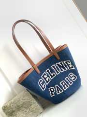 Celine Cabas Couffin In Denim With Celine Paris And Calfskin Navy /Tan 67x30x19cm - 6