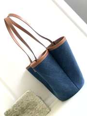 Celine Cabas Couffin In Denim With Celine Paris And Calfskin Navy /Tan 67x30x19cm - 5