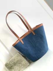 Celine Cabas Couffin In Denim With Celine Paris And Calfskin Navy /Tan 67x30x19cm - 3