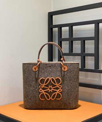 Loewe Brown Basket Leather-trimmed Felt Tote Bag 29x25x14cm