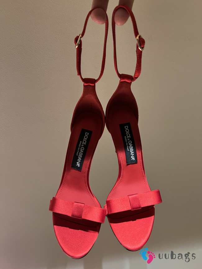 Dolce & Gabbana red satin sandals with bow 10.5cm - 1