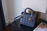 Dior lady patent leather bag in blue 24cm - 5