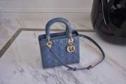 Dior lady patent leather bag in blue 24cm - 4