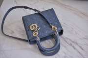 Dior lady patent leather bag in blue 24cm - 3