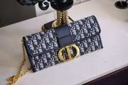 Dior Montaigne Jacquard Canvas Clutch Bag Beige & Blue 27.5x12x2cm - 1