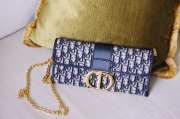 Dior Montaigne Jacquard Canvas Clutch Bag Beige & Blue 27.5x12x2cm - 4