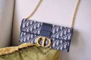 Dior Montaigne Jacquard Canvas Clutch Bag Beige & Blue 27.5x12x2cm - 6