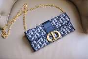 Dior Montaigne Jacquard Canvas Clutch Bag Beige & Blue 27.5x12x2cm - 5