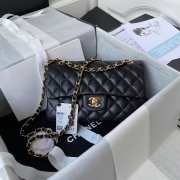 Chanel flap bag black caviar leather with gold buckle 14.5x23x6cm - 1