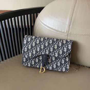 Dior Saddle Pouch Blue Oblique Jacquard 22x14.5x4.5cm