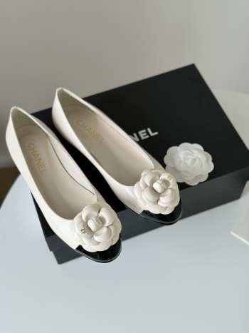 Chanel Ballet Flats Shoes Camelia In White 1.5cm