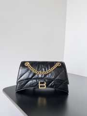 Balenciaga crush XS chain bag quilted in black crushed calfskin, aged-gold hardware - 1