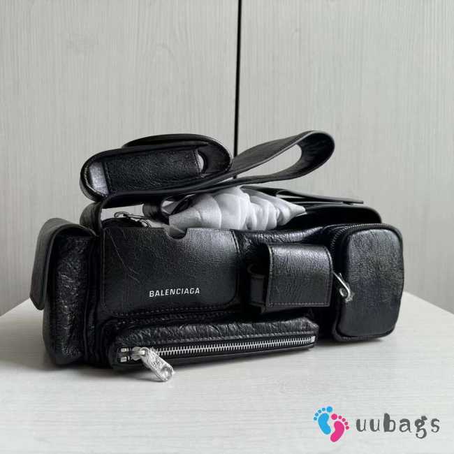 Balenciaga Superbusy XS Sling Bag in black Arena lambskin, aged-silver hardware - 1