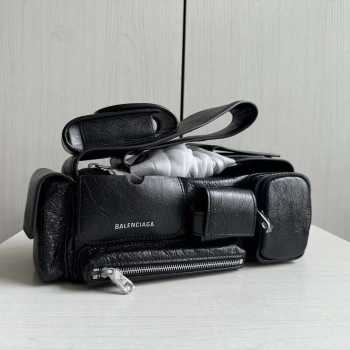 Balenciaga Superbusy XS Sling Bag in black Arena lambskin, aged-silver hardware