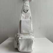 Balenciaga Superbusy XS Sling Bag in white Arena lambskin, aged-silver hardware - 6