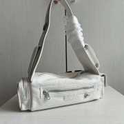 Balenciaga Superbusy XS Sling Bag in white Arena lambskin, aged-silver hardware - 3