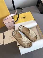 Fendi Reflections Slides FF Motif Riffia Beige  - 1