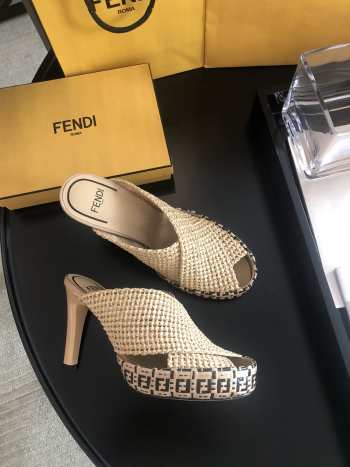 Fendi Reflection Heel Height In Cream 9.5cm