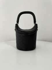 YSL Gaby Bucket Bag With Flap Top In Black Lambskin 19x17x15cm - 6