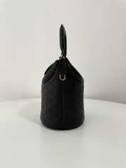 YSL Gaby Bucket Bag With Flap Top In Black Lambskin 19x17x15cm - 3