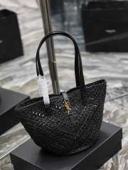 YSL Panier Large Black Tote Bag In Raffia 38x20x21cm - 4