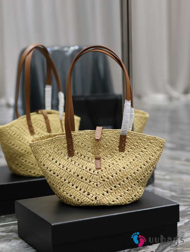 YSL Panier Large Natural Tote Bag In Raffia 38x20x21cm - 1