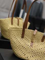 YSL Panier Large Natural Tote Bag In Raffia 38x20x21cm - 6