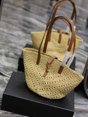 YSL Panier Large Natural Tote Bag In Raffia 38x20x21cm - 4