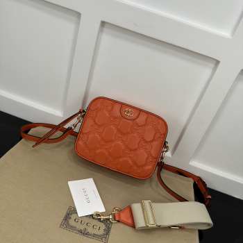 Gucci GG Quilted Zip-Up Crossbody Orange Bag 21.5x17x7.5cm