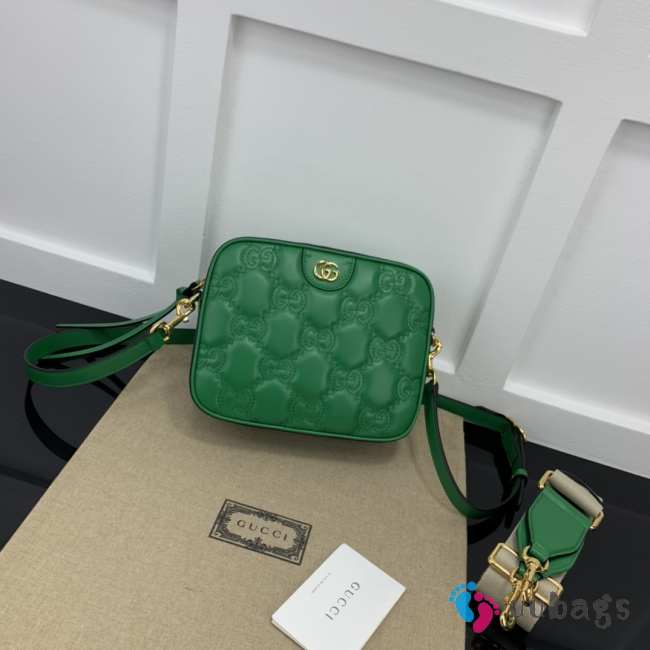 Gucci GG Quilted Zip-Up Crossbody Green Bag 21.5x17x7.5cm - 1