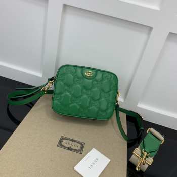 Gucci GG Quilted Zip-Up Crossbody Green Bag 21.5x17x7.5cm