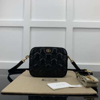 Gucci GG Quilted Zip-Up Crossbody Black Bag 21.5x17x7.5cm