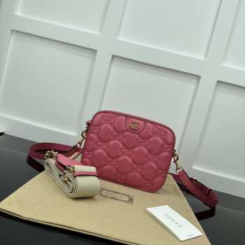 Gucci GG Quilted Zip-Up Crossbody Pink Bag 21.5x17x7.5cm