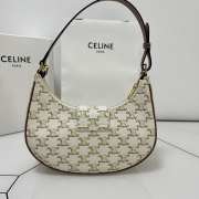 Celine Ava Triomphe Soft Bag In Canvas and Calfskin 23x13.5x6cm - 3