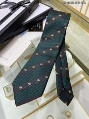 Gucci Bee Web Striped Silk Wool Tie In Green - 1