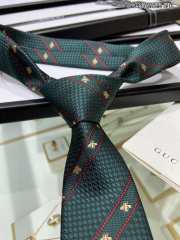 Gucci Bee Web Striped Silk Wool Tie In Green - 4