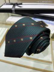 Gucci Bee Web Striped Silk Wool Tie In Green - 3