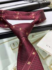 Gucci Bee Web Striped Silk Wool Tie In Red - 3