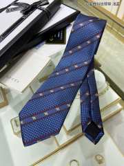 Gucci Bee Web Striped Silk Wool Tie In Blue - 1