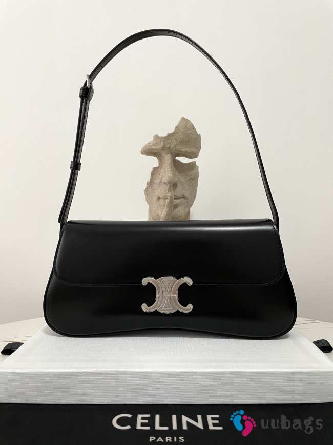 Celine Lola Black Bag In Shiny Calfskin Blanc De Blanc 28x12x5cm - 1